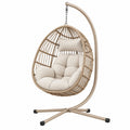 Poltrona sospesa da giardino 105 x 105 x 195 cm in rattan sintetico beige con struttura in acciaio