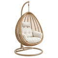 Poltrona sospesa 105 x 105 x 195 cm in rattan sintetico beige con struttura in metallo