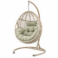 Poltrona sospesa 105 x 105 x 195 cm in rattan sintetico beige con struttura in metallo per interno ed esterno