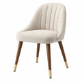 Sedia imbottita 58 x 62 x 82 cm in tessuto beige con gambe in legno stile moderno
