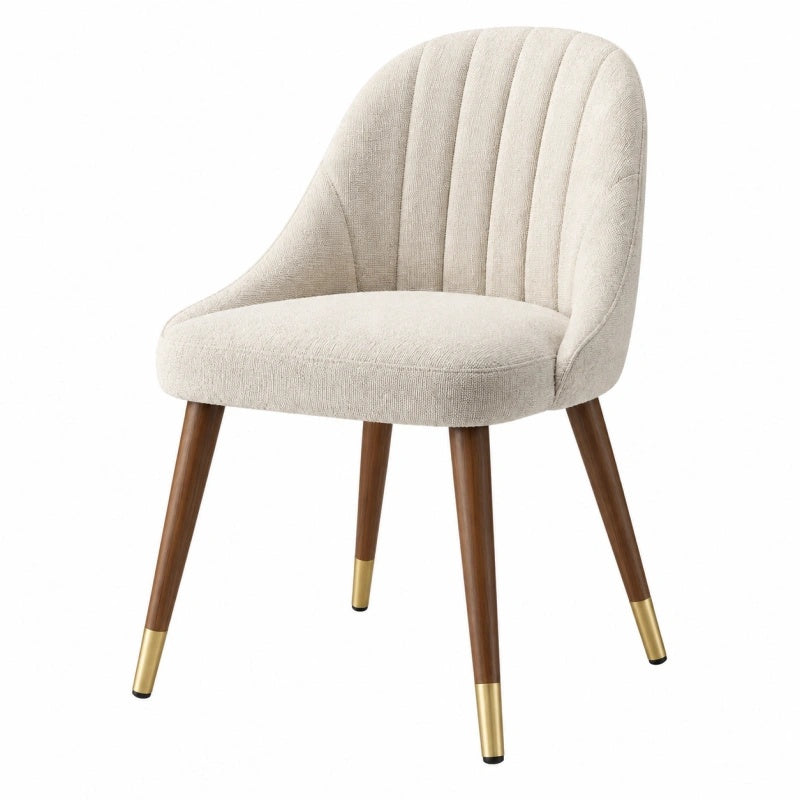Sedia imbottita 58 x 62 x 82 cm in tessuto beige con gambe in legno stile moderno