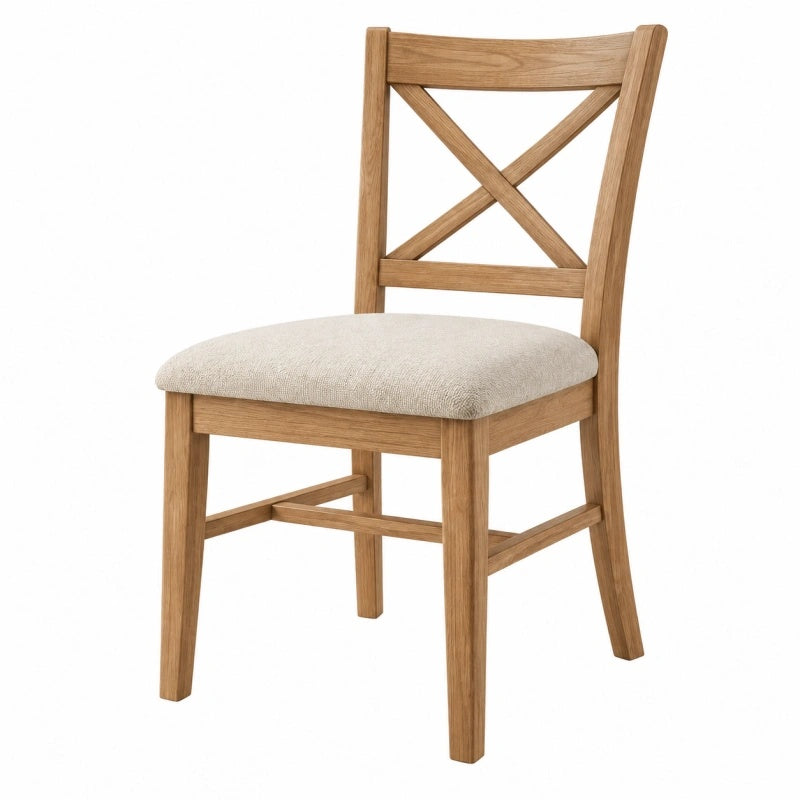 Sedia da pranzo 45 x 50 x 95 cm in legno naturale con seduta imbottita beige stile rustico