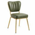 Sedia da pranzo 50 x 55 x 82 cm in similpelle verde con struttura in metallo dorato stile moderno