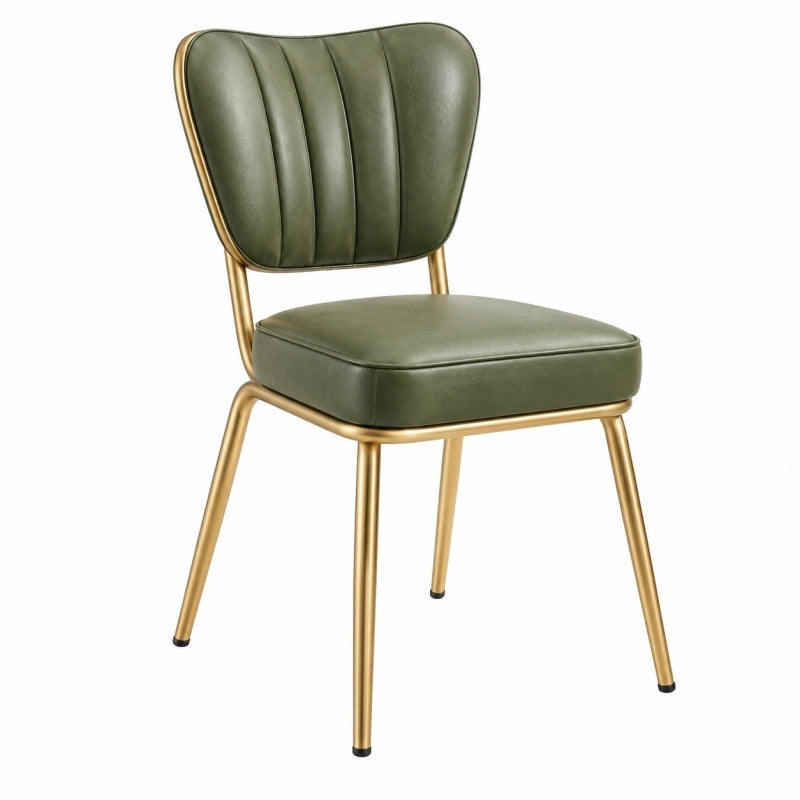 Sedia da pranzo 50 x 55 x 82 cm in similpelle verde con struttura in metallo dorato stile moderno