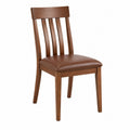 Sedia da pranzo 45 x 55 x 100 cm in legno marrone con seduta imbottita effetto pelle stile classico