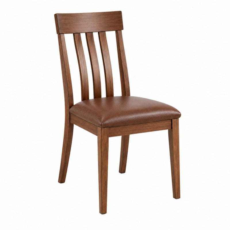 Sedia da pranzo 45 x 55 x 100 cm in legno marrone con seduta imbottita effetto pelle stile classico
