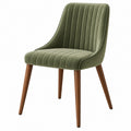 Sedia imbottita 60 x 62 x 85 cm in velluto verde con gambe in legno - stile moderno