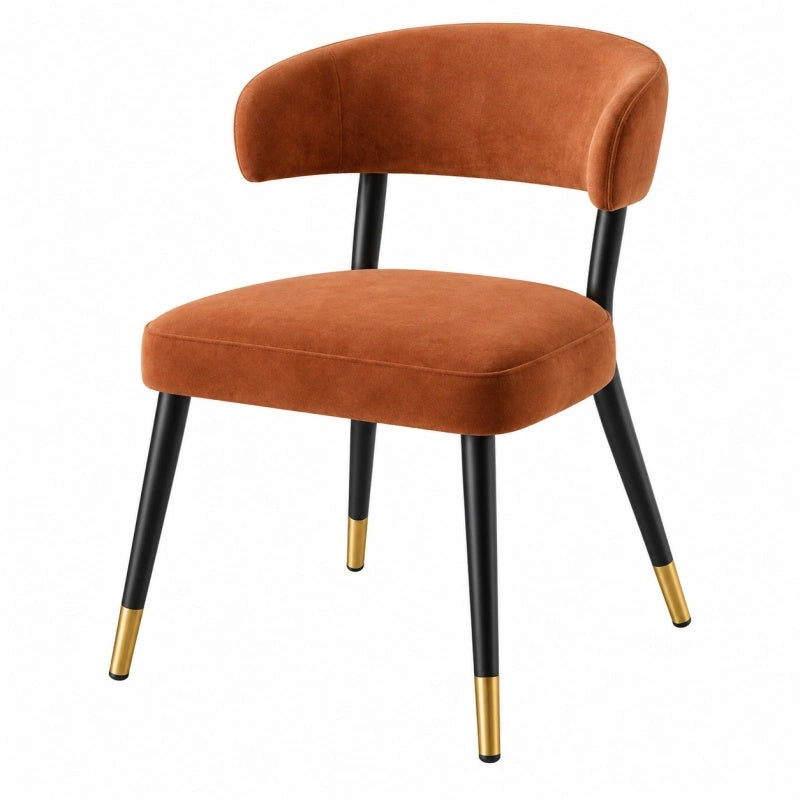 Sedia da pranzo 55 x 57 x 78 cm in tessuto effetto velluto terracotta con gambe in metallo stile moderno