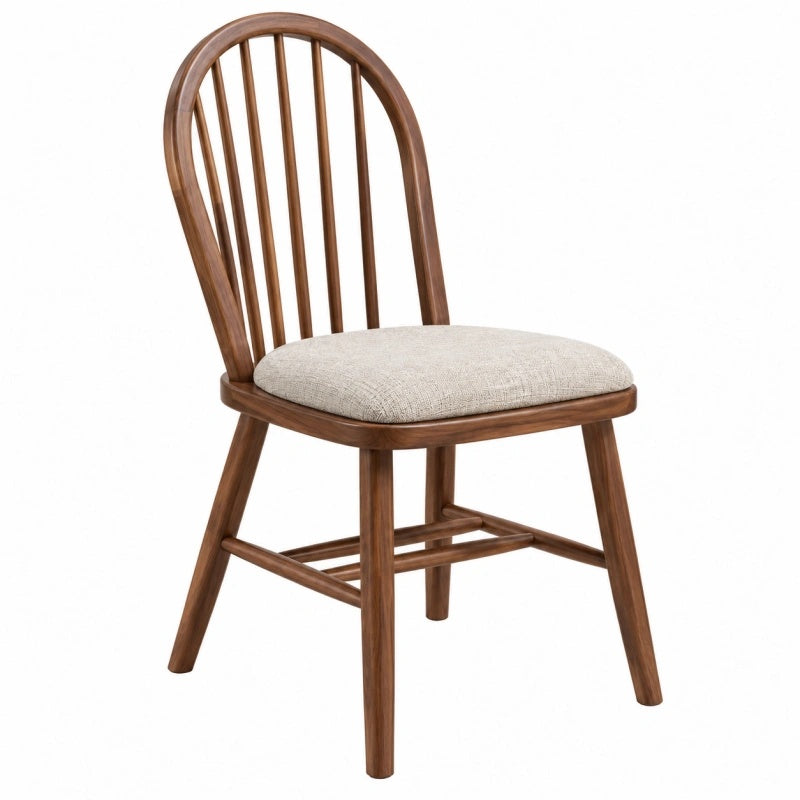 Sedia da pranzo 50 x 55 x 90 cm in legno marrone con seduta imbottita beige - stile classico