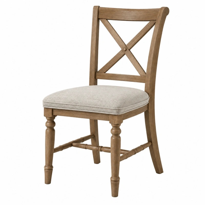 Sedia da pranzo 48 x 55 x 100 cm in legno marrone con seduta imbottita beige stile rustico
