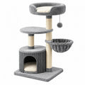 Albero tiragraffi per gatti 50 x 50 x 115 cm grigio con sisal e cuccia