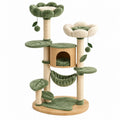 Albero tiragraffi per gatti 60 x 60 x 135 cm in legno sisal verde e beige con cuccette e amaca