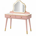 Toeletta con specchio 100 x 45 x 135 cm in legno rosa e vetro - stile moderno con 2 cassetti